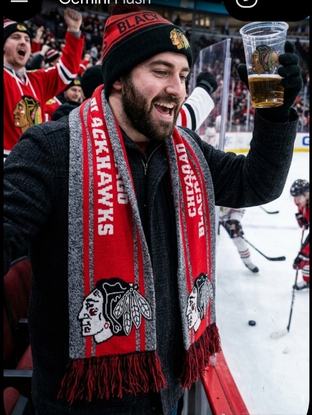 Chicago Blackhawks winter Scarf NHL FOCO Native American logo